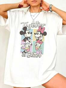 New 2026 Collection: Women's Cotton T-Shirt, Casual Graphic Style, Short Sleeve And Round Neck, Men's Sizes Suitable For The Whole Family - 白色 - 查看 1