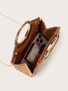Noctella Fashionable Woven Handbag For Women, Versatile Shoulder Bag For Holiday, Beach, Business Commute, Casual, Minimalist, Beach, Vacation - Brown - View 5