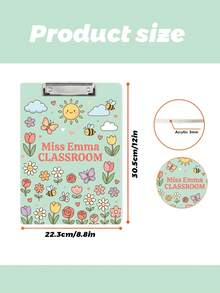 1pc Custom Teacher Clipboard, Personalized Name Acrylic Clipboard With Cute Themed Pattern, Sturdy Metal Clip For Classroom Use, Teacher Appreciation Gifts, Back To School Gift, Multiple Theme Doodle Pattern, Elementary Teacher Desk Decor, School Supply - Multicolor - View 6