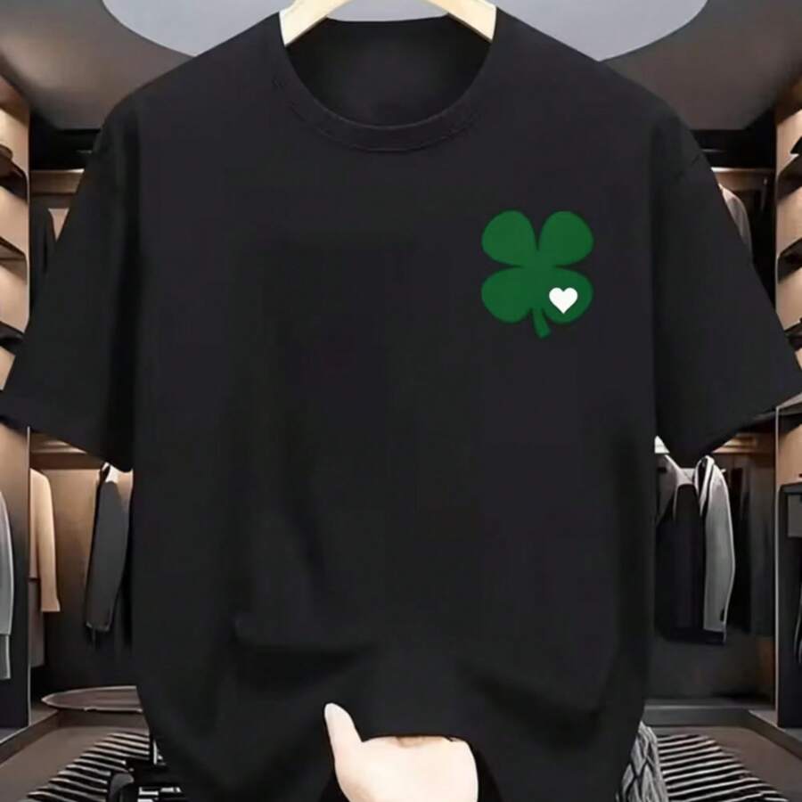 Printed T-Shirt For Men And Women - 黑色 - 查看 1