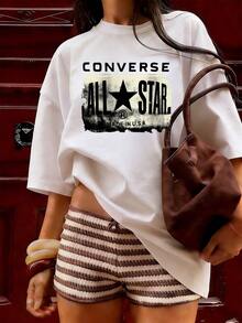 All Star T-Shirt With Vintage Distressed Design,  Short-Sleeve T-Shirt For Spring/Summer 2026, Made In Mexico, 180 Grams. Cartoon Print, Couple Design, Suitable For Indoor Or Outdoor Wear. Crew Neck, Unisex, Ideal For Office And Leisure. One-Pack. - WH-P631577SLNDXZGY622 - 查看 4