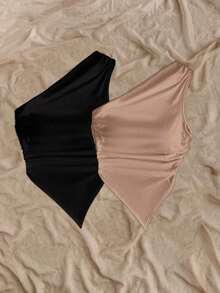 2 piezas de blusas de verano para mujer con dobladillo asimétrico y tirantes, color negro y rojo, adecuado para el verano - Multicolor 6 - Ver 6