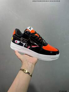 Giày thể thao thường ngày A BATHING APE Bape, họa tiết ngôi sao phối màu, giày bóng bẩy, thích hợp cho hoạt động thư giãn. - Cá mập cam - Xem 7