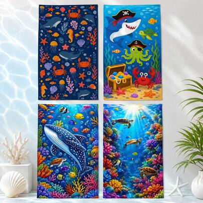 1 chiếc khăn tắm biển hình thế giới sinh vật biển dưới nước, chất liệu microfiber siêu mềm, cỡ lớn, thấm hút cực tốt, thích hợp cho du lịch, hồ bơi, lặn biển, lướt sóng, yoga, cắm trại. Có nhiều kích cỡ khác nhau, phụ kiện bãi biển cho bãi biển, hồ bơi, du lịch, cắm trại, yoga.