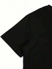 Camiseta Gráfica de Mujer con Estampado de Labios Rojos Latinos, País y Nacionalidad, Cuello Redondo, 100% Algodón - Negro - Ver 4