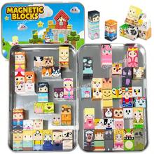 Characters And Animals Magnetic Building Blocks ,54/60pcs Magnetic Farm Theme Puzzle Cube Set With Box | 3D Jigsaw Toy, Learning Kit For Kids, Unleash Endless Imagination, Halloween Gift, Suitable For Boys And Girls, Mixed Colors ABS Material - Multicolor - View 1