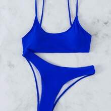 New Women's Sexy Solid Color Bikini Swimsuit - 咖色 - 查看 3