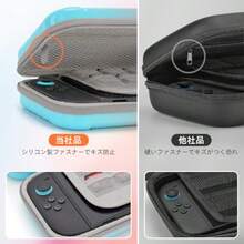 Switch 2 ケース ガラスフィルム スティックキャップ付き スイッチ2 キャリングケース ハードポーチ 収納バッグ 全面保護 耐衝撃 ゲームカード10枚収納可 ブルー×オレンジ グラデーション - チェックする 6