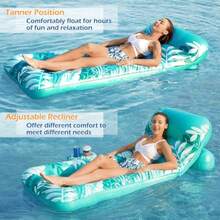 Jasonwell Flotadores Inflables para Alberca - Piscina Inflable para Adultos Flotadores para Alberca Lancha Inflatable Tanning Pool con Portavasos con Respaldo - Turquesa - Ver 4