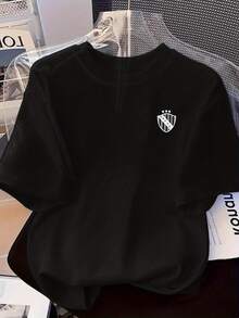 Women's T-Shirt With Modern Print, Round Neck, Short Sleeves, Casual Top For Spring And Summer, Women's Clothing. - 黑色 - 查看 1