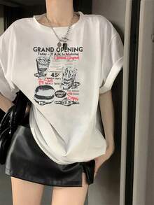 Talla - Talla - Camiseta de Manga Corta para Mujer Talla Primavera y Verano Nueva Versión Coreana Holgada Damas Pullover Versátil Fácil Top Moda  Desplazamiento Top Mujer Camiseta de Color Sólido para Mujer - Blanco - Ver 2