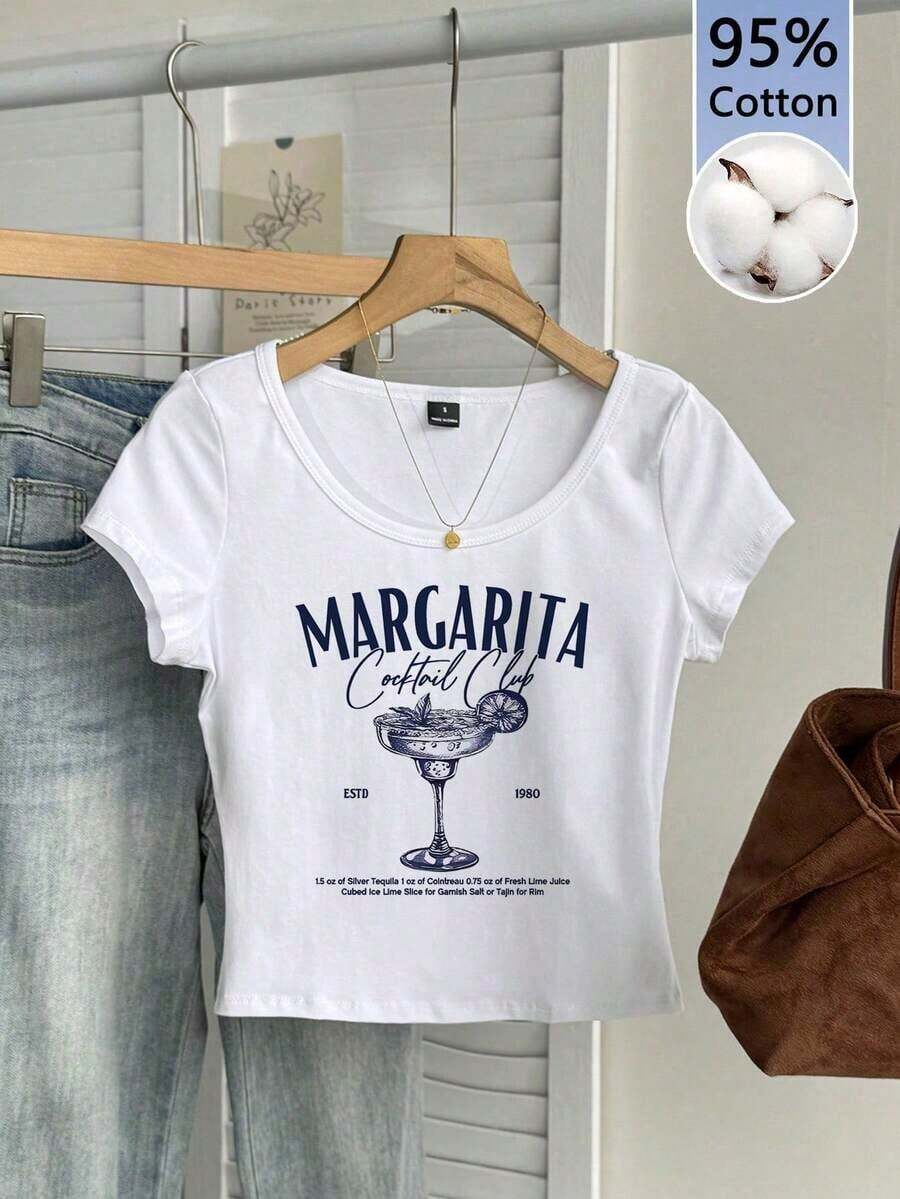 Camiseta ajustada de mujer con cuello de pico, manga raglán y patrón minimalista, 95% algodón, color caqui - Multicolor 4 - Ver 1