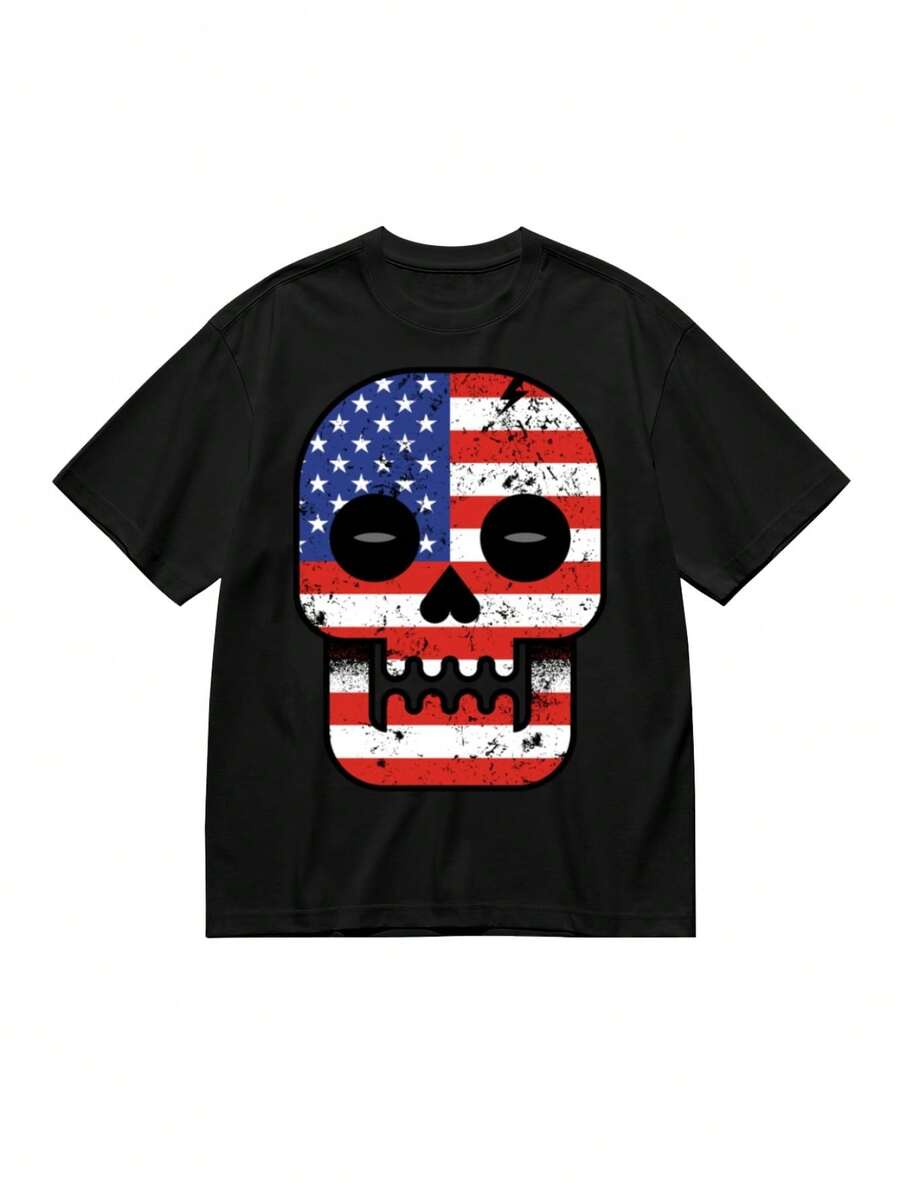 Camiseta Casual Holgada para Mujer Plus Size de Verano - Negro - Ver 1