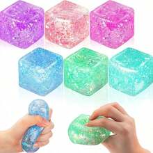 1/2 piezas Cubos de estrés - Bolas de estrés de masa que se elevan lentamente, juguetes blandos para aliviar la ansiedad, cubos de estrés para estirar y estirar, juguetes sensoriales para ADD/ADHD - Multicolor - Ver 6