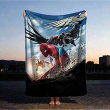 1pc Cartoon Character Printed Blanket,Superhero Movie Print Blanket,Retro Cartoon Style Throw Blanket,Cartoon Character Printed Blanket,All-Season Universal Nap Blanket,Character Home Decor Blanket,Modern Fashion Gift Suitable For Home Bedroom Bed Sofa Office Lunch Break Cover Picnic Blanket - Nhiều màu - Xem 2