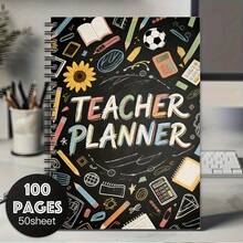 1pc Spiral Bound Teacher Planner Notebook, Back To School Theme, Suitable For Lesson Planning, Student Notes, Daily Reminders, Lined Pages With Date Section, Smooth Paper, Teacher Gifts | Essential For School | Learning Stationery - E - View 6