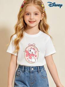 Disney The Aristocats Marie Cat Pose Graphic T-Shirt, The Aristocats Disney Marie Emotions Shirt, Disneyland Trip Family Matching Shirt 2026; Spring/Summer Pure Cotton T-Shirts For Teenage Girls, Cute Children's Pattern T-Shirts, Birthday Gifts, Children's Girls' Clothing, Casual Daily Teenage Student Clothing, Short Sleeved Shirts Suitable For Children, Street And Beach Vacations, School And Holiday Atmosphere Clothing - White - View 4