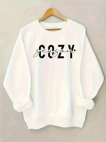 Fashionable Letter-Printed Soft And Skin-Friendly Breathable Sweatshirt Women, Comfortable Top, Simple, Stylish, Versatile TAYZI 8Y6B - Black - View 7