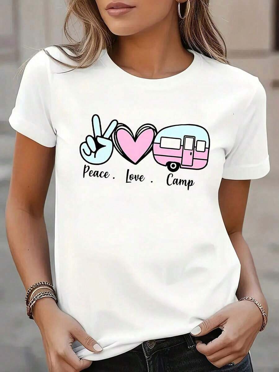 Women's Casual Short Sleeve T-Shirt - All-Season Crew Neck Blouse With Contrasting Color Blocks (White/Black/Navy) | Machine-Washable Opaque Top For Casual Wear, Camping, And Layering. | Regular Fit Sleeveless Blouses For Women > Clothing - 白色 - 查看 1