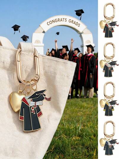 2026 Graduation Commemorative Keychain, Unisex Bachelor's Gown And Doctoral Cap Pendant Key Ring Bag Charm, Y2K Style Graduation Souvenir, Multi-Functional Decoration, Suitable For Backpacks, Shoulder Bags, Wallets, Earphone Cases, Suitcases And Car Interiors, Ideal Graduation Season Gift For High School And College Graduates