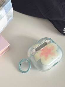 Niche Semi-Transparent Pink & Blue Flower Protective Case For AirPods Pro 3rd Gen, Bluetooth Earphone Case For AirPods 2nd/4th Gen - Blue - View 5