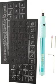 The Beadsmith Basic Elements Engraver U2013 3 Tips, Allen Key And Stencils U2013 Battery Operated U2013 Cordless Tool For Engraving, Sanding And Polishing On Wood, Glass And Metal - White - 查看 2