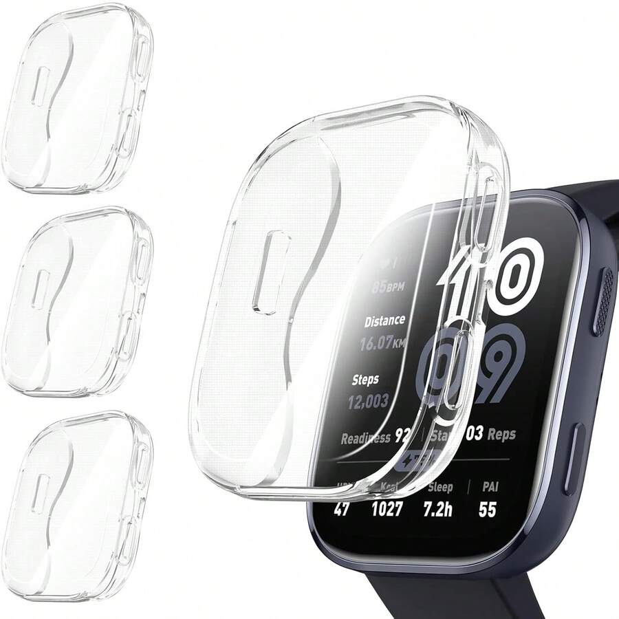 3 piezas Protector de pantalla & Funda protectora para Bip 6, borde de TPU suave con recubrimiento electrolítico, cobertura completa antiarañazos, funda de reloj - 3 transparentes - View 1