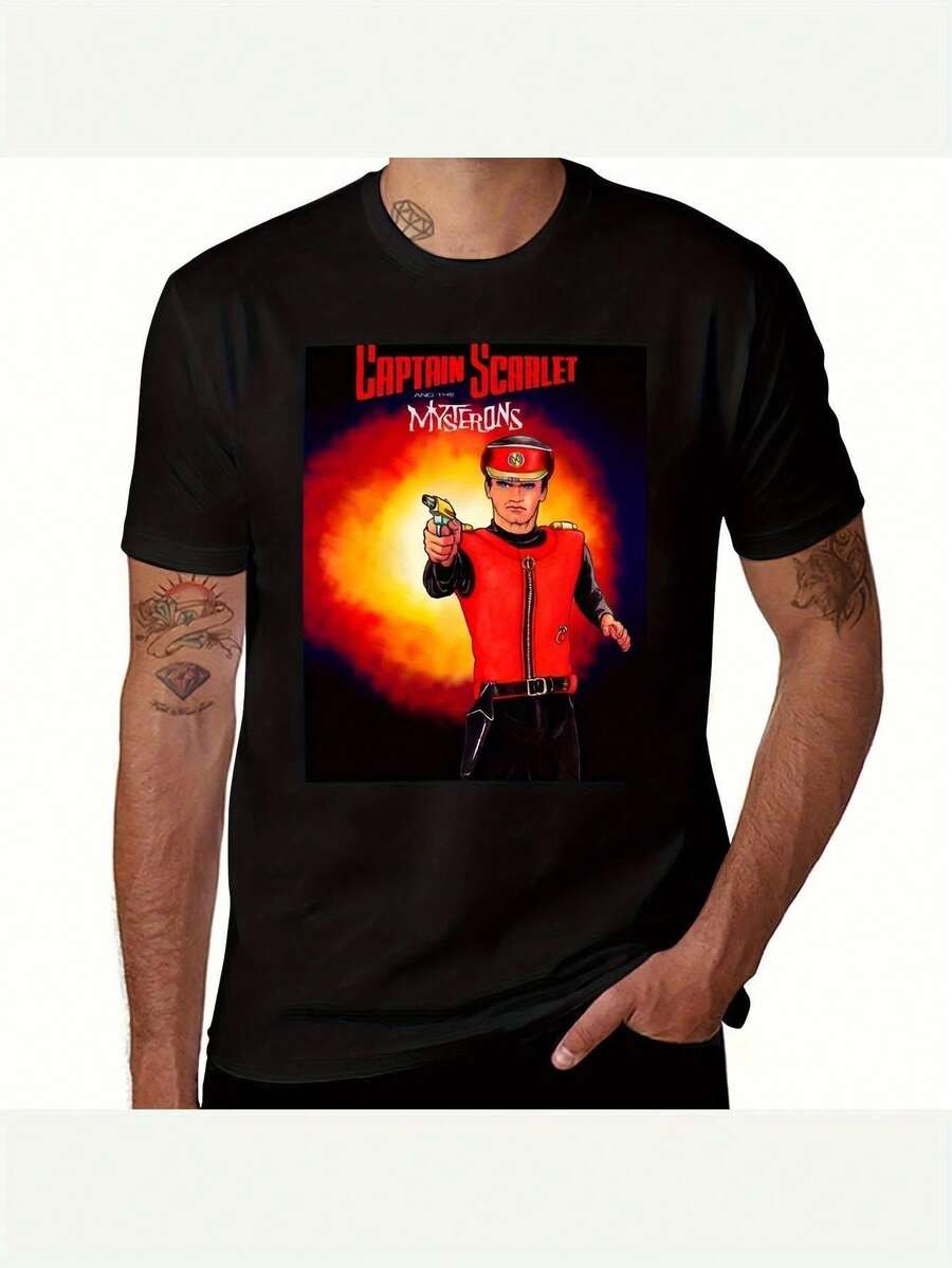 New Unisex Vintage 2026 T-Shirt, Retro Style, Inspired By The 1960s TV Series "Red Falcon," With A Classic Red And Yellow Design. Ideal For Casual Outings And Themed Parties, Especially For "Red Falcon" Fans. The Best Gift For Men And Women. - 黑色 - 查看 1