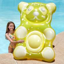 Sloosh 60 Gummy Bear Flotador Hinchable Flotadores de Piscina Decoración Balsas de Piscina Rafting Juguetes de Piscina de Temporada Bonita Piscina Playa Fiesta Decoración para Niños Pequeños Adultos - amarillo - Ver 9