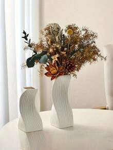 1个扭曲花瓶,仿陶瓷塑料花瓶,室内装饰花器,花架,创意花瓶,家居装饰,干花容器,创意展示架,适用于水培、干花、场景布置、婚礼装饰、家居摆设、宴会厅、办公室、卧室中心装饰、人造花架、婚宴餐桌 - 1PC - 查看 3