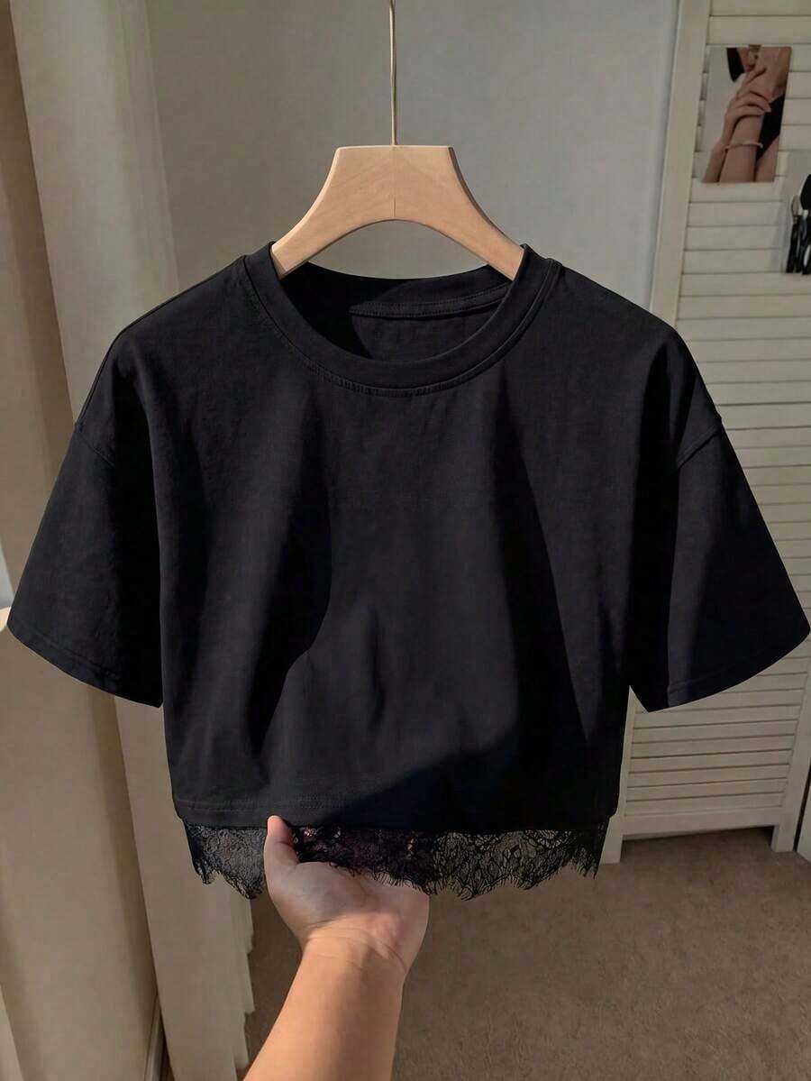 Camiseta básica de manga corta de 100% algodón lavado, verde oliva - Negro 2 - Ver 1
