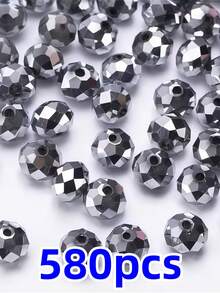 Contas de cristal austríaco branco-prateado brilhante de 4/6/8 mm, 111/81/61 peças, contas espaçadoras de vidro lapidado para confecção de joias DIY, adequadas para colares e pulseiras, materiais para artesanato. - Multicolorido - Ver 17
