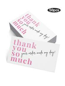 50pcs Pink Thank You Cards, Thank You So Much Your Order Made My Day Greeting Cards For Small Business Packaging, Minimalist Cute Thank You Notes, Customer Appreciation Cards, Package Inserts - Sets - View 9