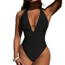 2026 New Bikini Black Sexy Simple One-Piece Swimsuit - Black - View 6