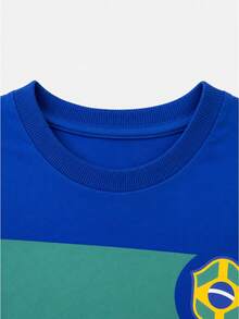Brazil World Cup Long-Sleeved Children's T-Shirt In Cotton, Sizes 2 To 12 - 藍色 - 查看 5