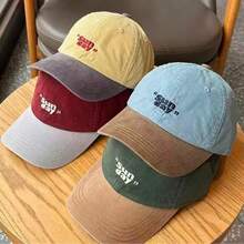 1pc Retro Contrast Color "SUN DAY" Embroidered Baseball Cap, Versatile Small Face Visor Hat, Outdoor Sun Protection - Multicolor - View 3