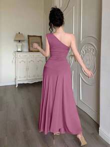 YHHModelyn 1 pieza Vestido de mujer sin mangas con pliegues y ajuste ceñido, de unicolorYHH - Burdeos - Ver 11