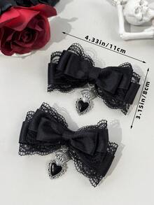 2pcs Gothic Style Dark Color Hair Clips, Suitable For Holiday Outfits, Daily Wear For Gothic Fashion Enthusiasts,Hair Claws,Bobby Pin - Black - View 4