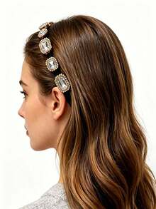 1 pieza Diadema elegante y brillante de plástico ABS con strass, accesorio para el cabello versátil y encantador para niñas, adecuado para todas las estaciones - Multicolor - Ver 3