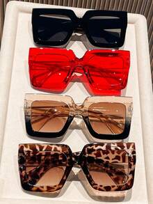 4pcs Y2K Oversized Glasses Sets, Suitable For Beach And Travel, Retro Square Frame, Fit For Outfits And Back To School Season - Multicolor - View 6