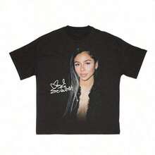 1 Piece Funny Retro 90s Rapper Cat Print T-Shirt, Round Neck, Short Sleeve, Women's Cotton, Summer, 180g, 100% Cotton. - Black 7 - View 11