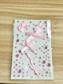 Soft Pink Bow Rhinestone Face Stickers, Designed For Eye And Cheek Makeup, Fits Most Face Shapes, No Need For Extra Cutting, Just Apply To Create A Delicate Makeup Look. The Soft Pink Bow Texture Is Fine And Durable, The Pink Crystal Luster Is Long-Lasting And Scratch-Resistant. High Adhesion After Application, Unlikely To Fall Off During Daily Activities, Easy For Beginners To Use, Suitable For DIY Makeup At Home - Multicolor - View 13