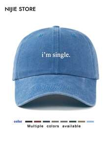 1pc Women's Minimalist Vintage Washed Baseball Cap With "I'm Single" Pattern, Adjustable Retro Dad Hat, Lightweight And Comfortable, Suitable For Outdoor Activities And Daily Wear,Beach,Travel - God's Plan Over Mine - View 5
