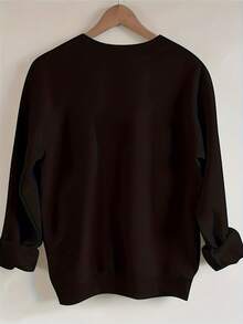 Fashionable Letter-Printed Soft And Skin-Friendly Breathable Sweatshirt Women, Comfortable Top, Simple, Stylish, Versatile TAYZI 8Y6B - Black - View 2