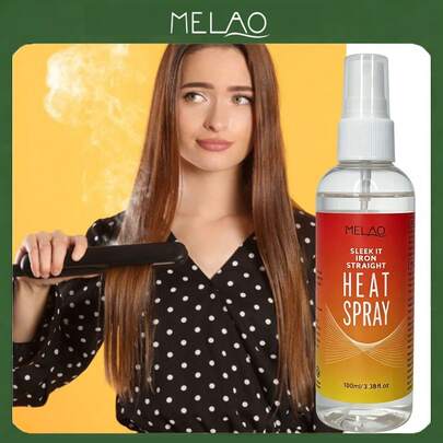  Melao Heat Protectant Spray, 100ml Thermal Protection Spray For Hair, Anti-Frizz Heat Spray For Straightening & Curling Irons, Protects Hair From Heat Damage, Adds Shine