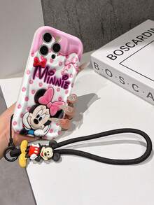 This Disney Mickey Mouse Lanyard Phone Case Is Fully Covered In TPU Material. It's Shockproof, Lightweight, And Compatible With IPhone17/16/11/13/15/15 Plus/15 Pro/15 Pro Max/12/14 Pro Max/11 Pro Max/12 Pro/12 Pro Max/13. This Phone Case Makes A Popular Birthday Gift Or Business Gift; It's Durable, Stain- And Fingerprint Resistant, And Suitable For Both Men And Women. The Set Also Includes A Mickey Mouse Phone Case And A Mickey Mouse Plush Bracelet. It's A Perfect Gift For Friends And Family. This Stylish Phone Case Is Fun, Lightweight, And Durable. IPhone17 Pro Max Phone Case, Minnie Mouse Phone Case. - 白色 - 查看 5
