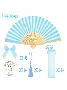 1個/15個/25個 婚禮扇子伴手禮附透明薄紗袋、蝴蝶結流蘇禮品卡、手持摺疊扇，適用於伴娘禮物、婚禮派對裝飾、新娘派對伴手禮、蝴蝶結流蘇拍照道具 - 多色 - 查看 13