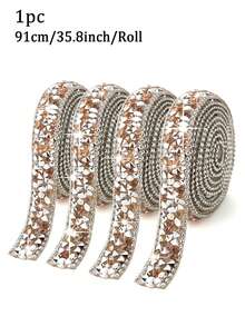 Shiny Rhinestone Strip, Resin Rhinestone Ribbon Self-Adhesive Diamond Strip Crystal Strip Glitter Diamond Waistband Sparkling Rhinestone Rope Suitable For Christmas Art Handmade Crafts Bags Phones Cars Wedding Cake Decoration, Adhesive Crystal Strip Clothing Ribbon Fashion Jewelry Decoration Accessories - Multicolor - View 15