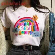 Y2K 90s Tomorrow Will Be Beautiful T-Shirt For Women, Short Sleeve, Graphic Print, Round Neck, Vintage Urban Style Clothing, Unisex, Loose Fit, Cotton, Short Sleeve, Round Neck - 白色 - 查看 5