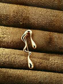 1pc Minimalist Geometric Lava Shaped Smooth Brooch, Suitable For Daily Wear, Gatherings And Festivals - Gold - View 18